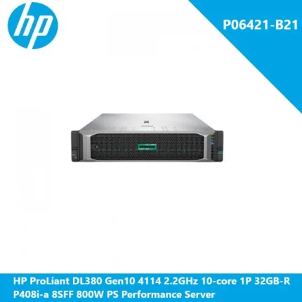 HPE (P06421-B21) ProLiant DL380 Gen10 4114 2.2GHz 10-core 1P 32GB-R P408i-a 8SFF 800W PS Performance Server