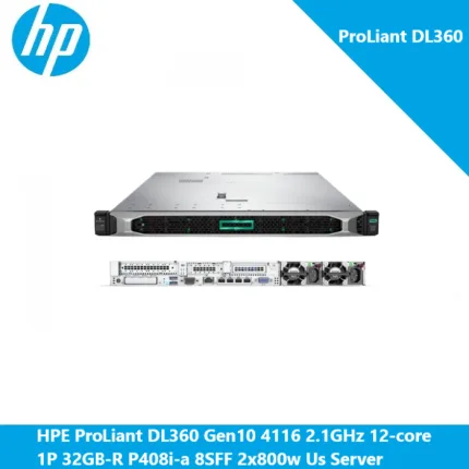 HPE ProLiant DL360 Gen10 4116 2.1GHz 12-core 1P 32GB-R P408i-a 8SFF 2x800w Us Server
